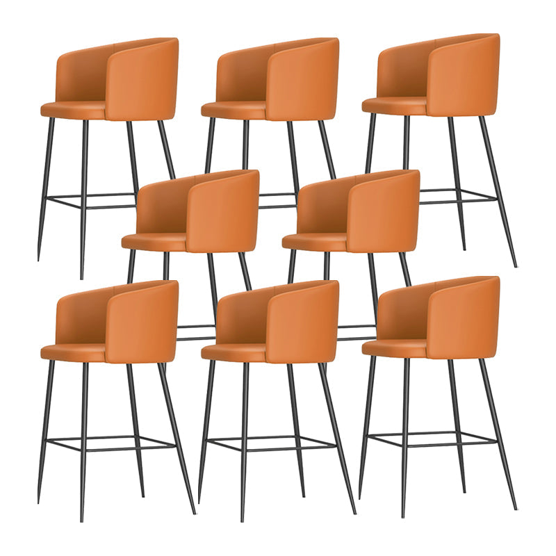 Sgabelli da bar in pelle da bar moderni per sala da pranzo con gambe metalliche