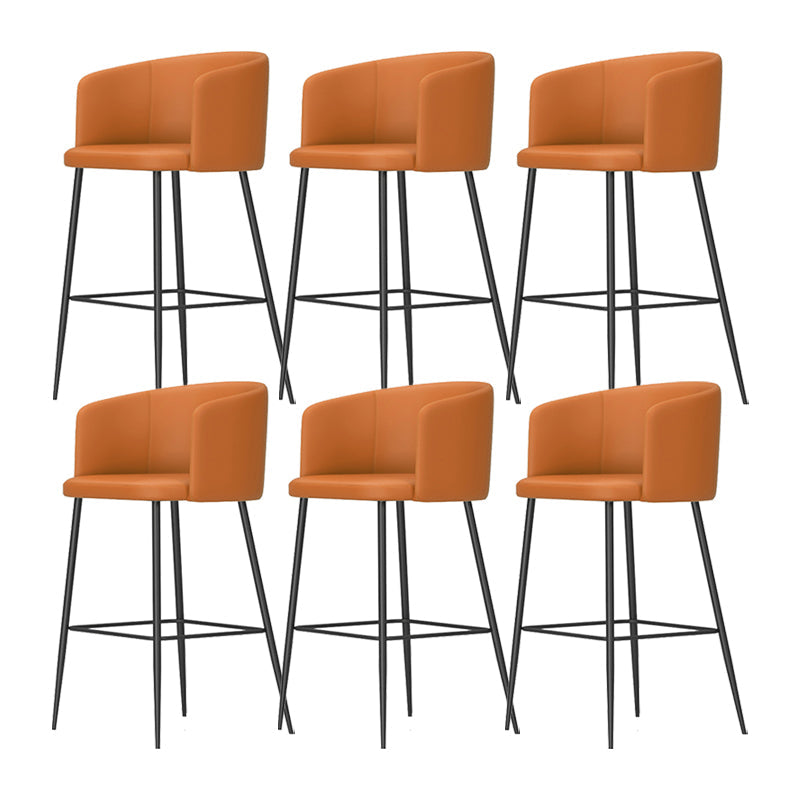 Sgabelli da bar in pelle da bar moderni per sala da pranzo con gambe metalliche