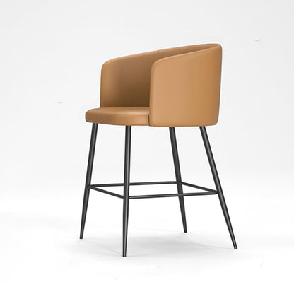 Sgabelli da bar in pelle da bar moderni per sala da pranzo con gambe metalliche