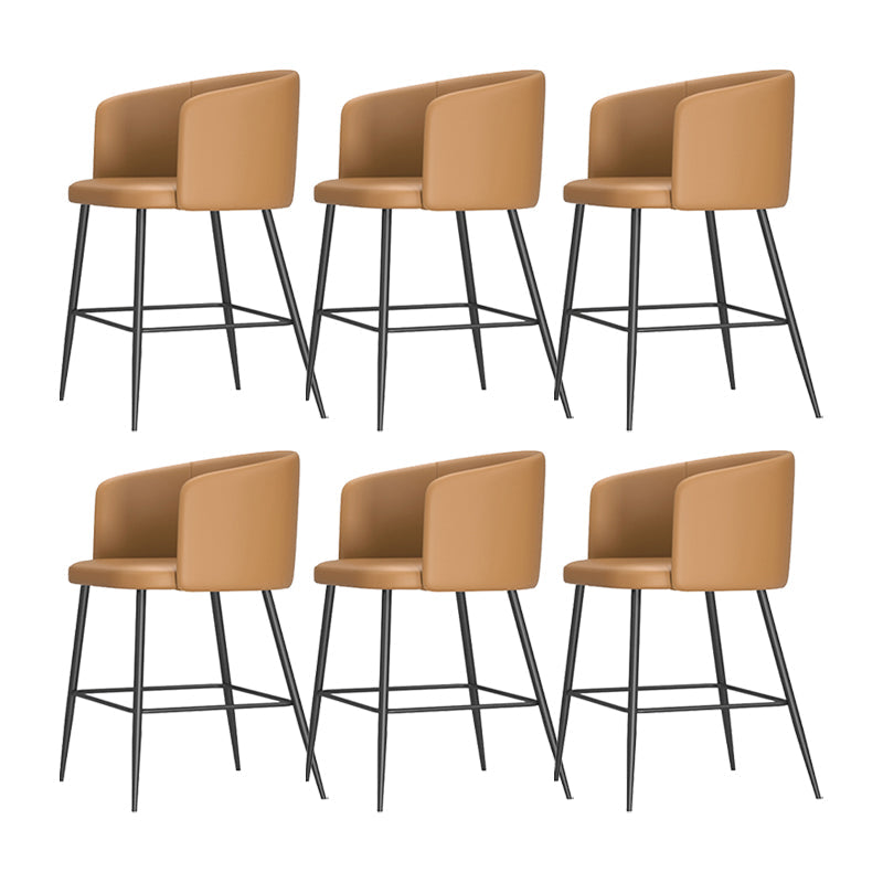 Taburete de bar moderno, taburetes de bar con respaldo de cuero para comedor con patas de metal