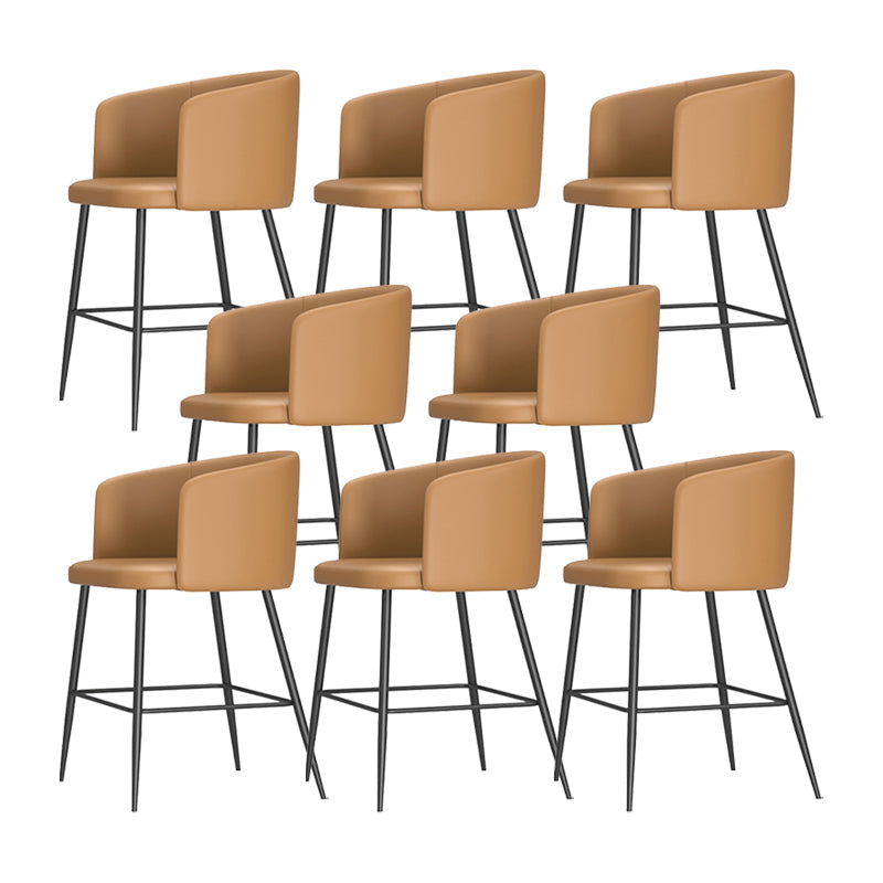 Taburete de bar moderno, taburetes de bar con respaldo de cuero para comedor con patas de metal