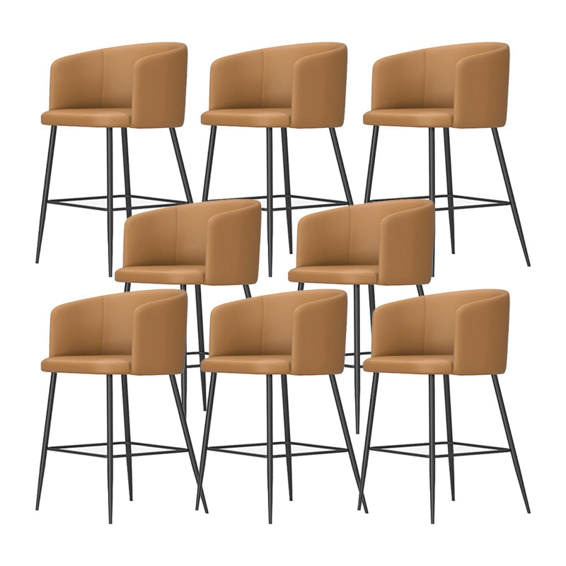 Sgabelli da bar in pelle da bar moderni per sala da pranzo con gambe metalliche