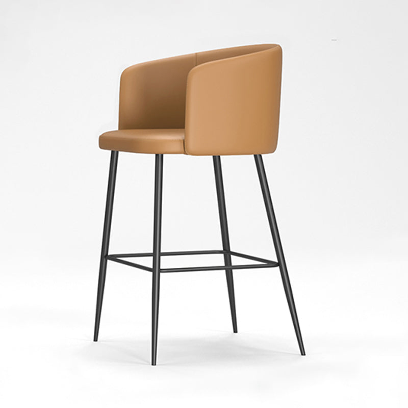 Sgabelli da bar in pelle da bar moderni per sala da pranzo con gambe metalliche