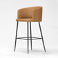 Taburete de bar moderno, taburetes de bar con respaldo de cuero para comedor con patas de metal