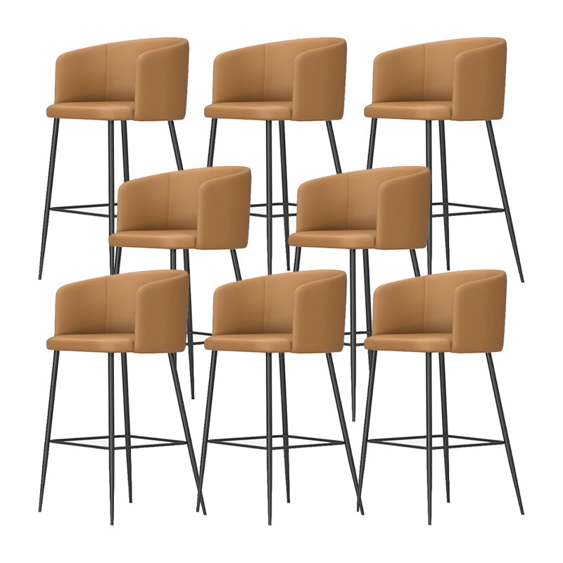 Taburete de bar moderno, taburetes de bar con respaldo de cuero para comedor con patas de metal