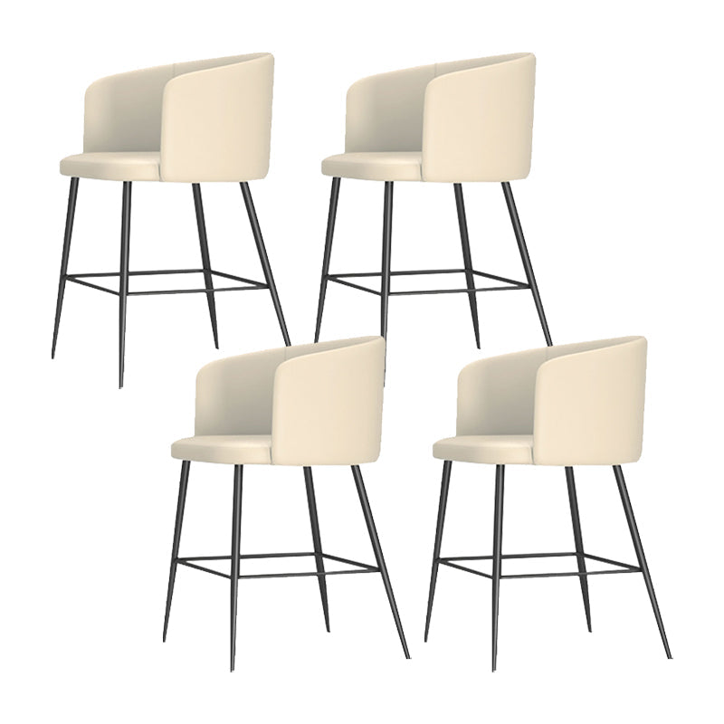Taburete de bar moderno, taburetes de bar con respaldo de cuero para comedor con patas de metal