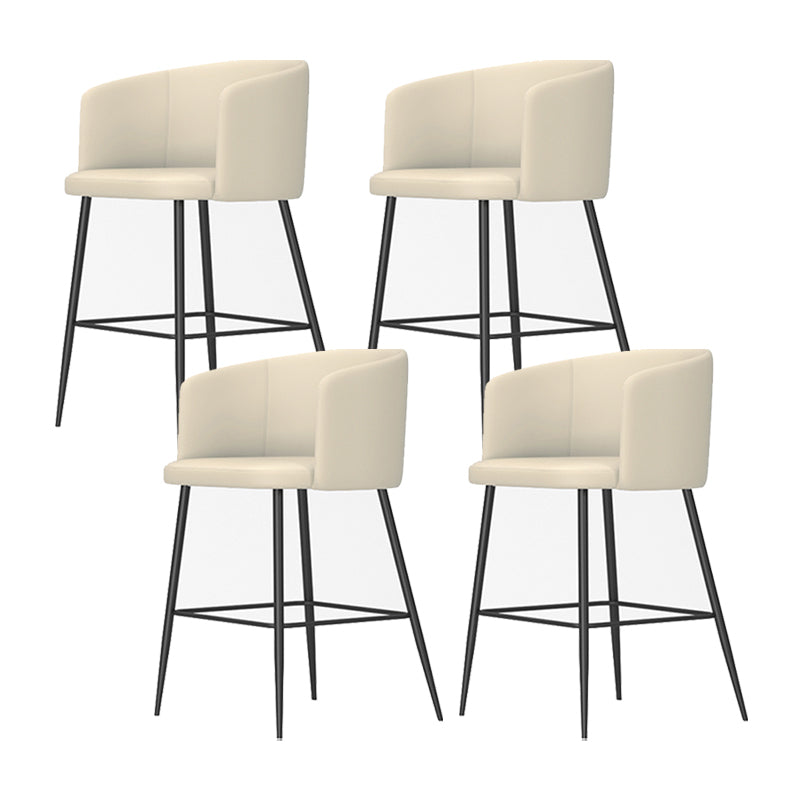 Taburete de bar moderno, taburetes de bar con respaldo de cuero para comedor con patas de metal
