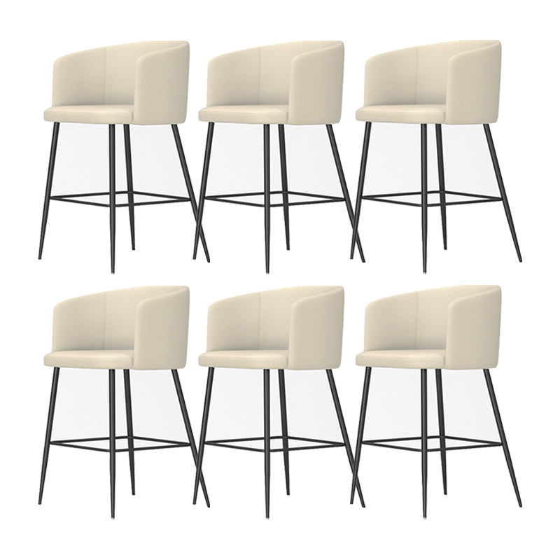 Taburete de bar moderno, taburetes de bar con respaldo de cuero para comedor con patas de metal