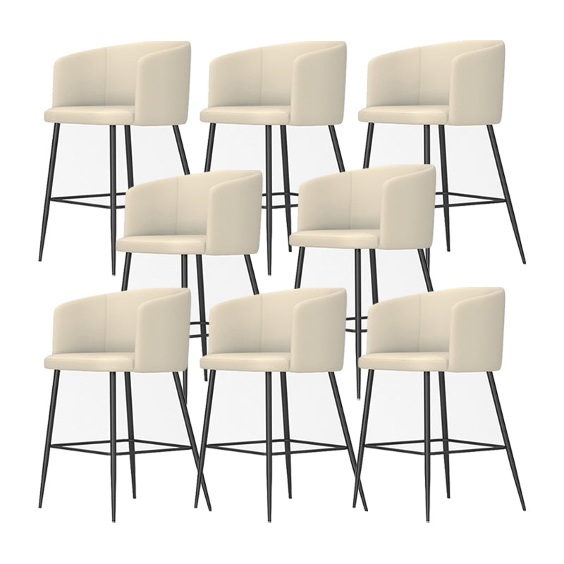 Taburete de bar moderno, taburetes de bar con respaldo de cuero para comedor con patas de metal