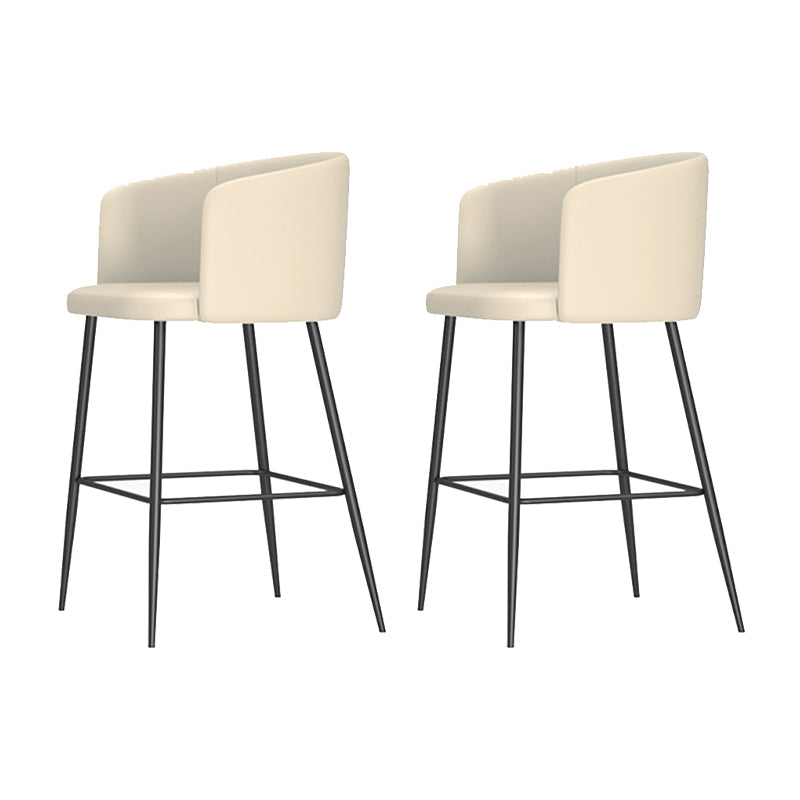 Taburete de bar moderno, taburetes de bar con respaldo de cuero para comedor con patas de metal