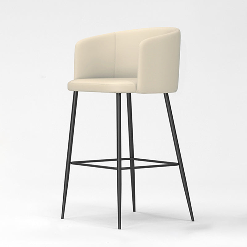 Taburete de bar moderno, taburetes de bar con respaldo de cuero para comedor con patas de metal