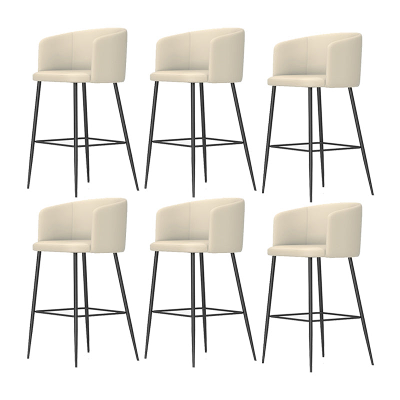 Taburete de bar moderno, taburetes de bar con respaldo de cuero para comedor con patas de metal