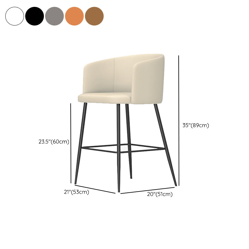 Taburete de bar moderno, taburetes de bar con respaldo de cuero para comedor con patas de metal