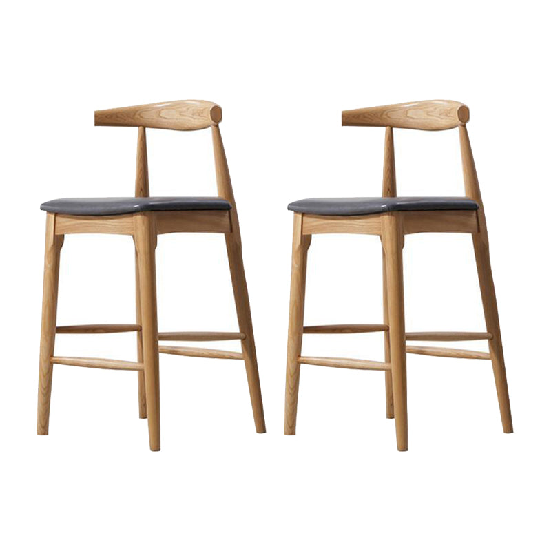 Faux Leather Dining Stools Industrial Bar Stool with Wood Base Natural 2 Piece Set Clearhalo 'Bar Furniture' 'Bar Stools' 'bar_stools' 'furn' 'furn_bar_stools' 'Furniture' 'Kitchen & Dining Furniture' 6856602