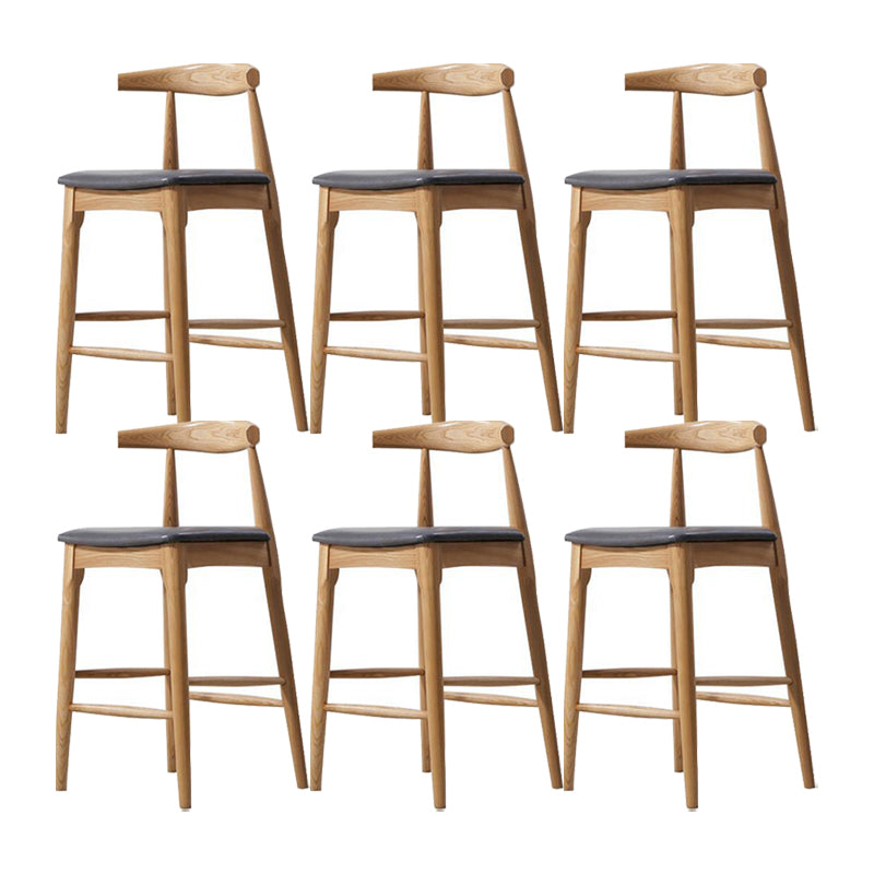 Faux Leather Dining Stools Industrial Bar Stool with Wood Base Natural 6 Piece Set Clearhalo 'Bar Furniture' 'Bar Stools' 'bar_stools' 'furn' 'furn_bar_stools' 'Furniture' 'Kitchen & Dining Furniture' 6856605