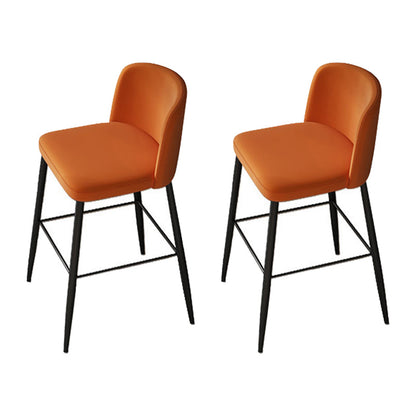 Industrial Style Counter Stool Upholstered Living Room Bar Stool with Metal Legs Orange 2 Piece Set Clearhalo 'Bar Furniture' 'Bar Stools' 'bar_stools' 'furn' 'furn_bar_stools' 'Furniture' 'Kitchen & Dining Furniture' 6856651