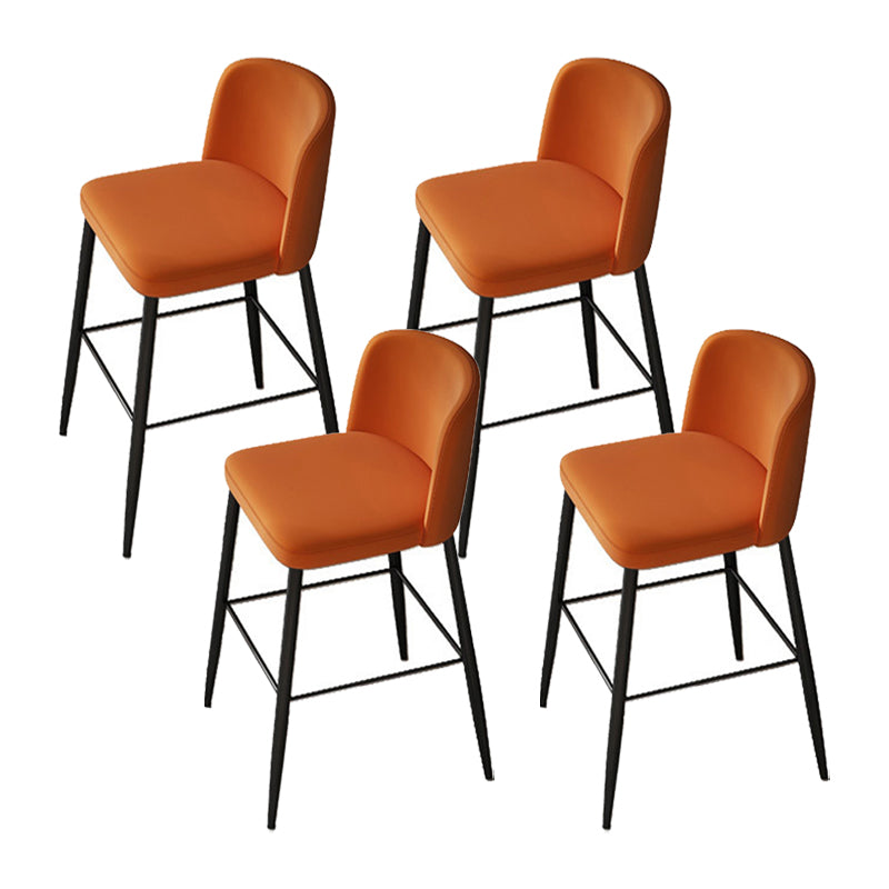 Industrial Style Counter Stool Upholstered Living Room Bar Stool with Metal Legs Orange 4 Piece Set Clearhalo 'Bar Furniture' 'Bar Stools' 'bar_stools' 'furn' 'furn_bar_stools' 'Furniture' 'Kitchen & Dining Furniture' 6856652