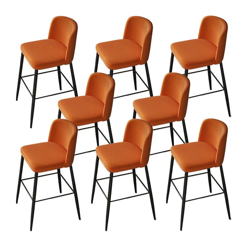 Industrial Style Counter Stool Upholstered Living Room Bar Stool with Metal Legs Orange 8 Piece Set Clearhalo 'Bar Furniture' 'Bar Stools' 'bar_stools' 'furn' 'furn_bar_stools' 'Furniture' 'Kitchen & Dining Furniture' 6856656