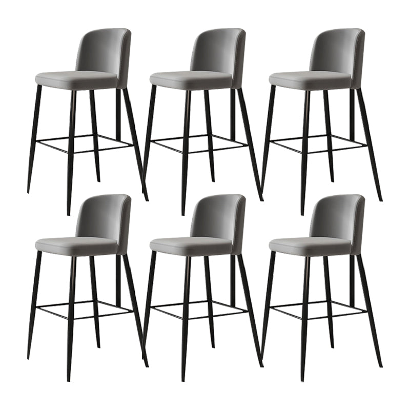 Industrial Style Counter Stool Upholstered Living Room Bar Stool with Metal Legs Grey 6 Piece Set Clearhalo 'Bar Furniture' 'Bar Stools' 'bar_stools' 'furn' 'furn_bar_stools' 'Furniture' 'Kitchen & Dining Furniture' 6856663
