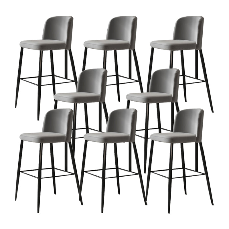 Industrial Style Counter Stool Upholstered Living Room Bar Stool with Metal Legs Grey 8 Piece Set Clearhalo 'Bar Furniture' 'Bar Stools' 'bar_stools' 'furn' 'furn_bar_stools' 'Furniture' 'Kitchen & Dining Furniture' 6856665