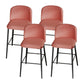 Industrial Style Counter Stool Upholstered Living Room Bar Stool with Metal Legs Pink 4 Piece Set Clearhalo 'Bar Furniture' 'Bar Stools' 'bar_stools' 'furn' 'furn_bar_stools' 'Furniture' 'Kitchen & Dining Furniture' 6856668