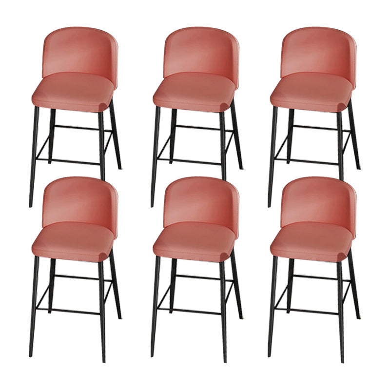 Industrial Style Counter Stool Upholstered Living Room Bar Stool with Metal Legs Pink 6 Piece Set Clearhalo 'Bar Furniture' 'Bar Stools' 'bar_stools' 'furn' 'furn_bar_stools' 'Furniture' 'Kitchen & Dining Furniture' 6856669