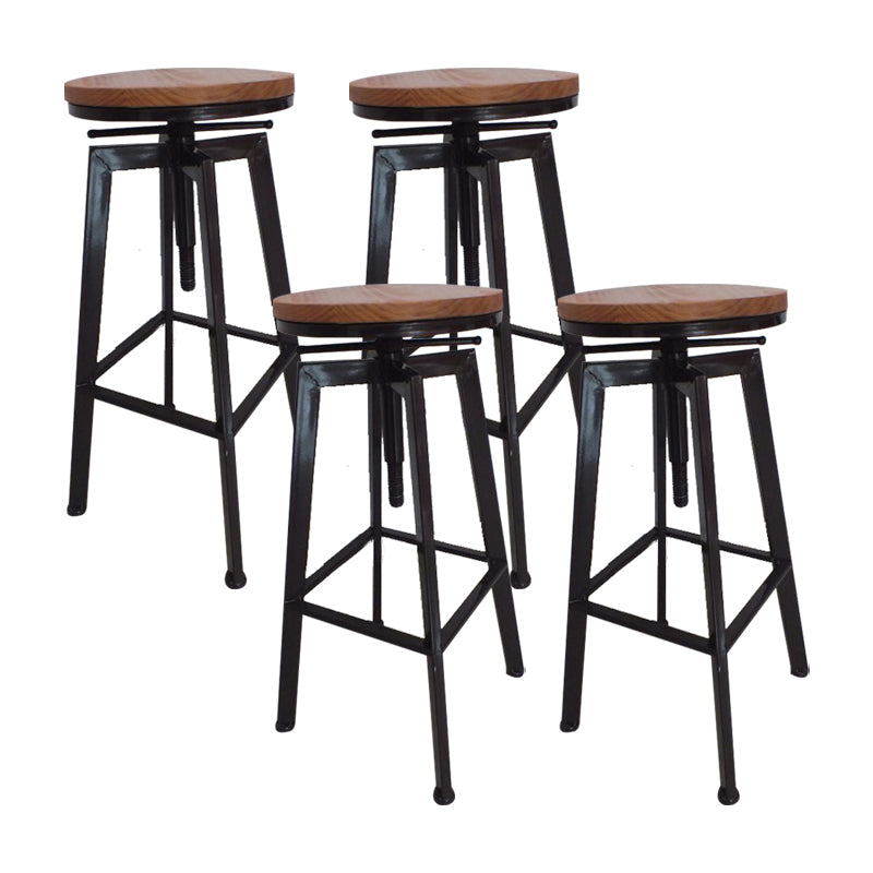 Modern Backless Barstool Wooden Counter Bar Stool with Metal Legs Matte Black 4 Piece Set Clearhalo 'Bar Furniture' 'Bar Stools' 'bar_stools' 'furn' 'furn_bar_stools' 'Furniture' 'Kitchen & Dining Furniture' 6856673