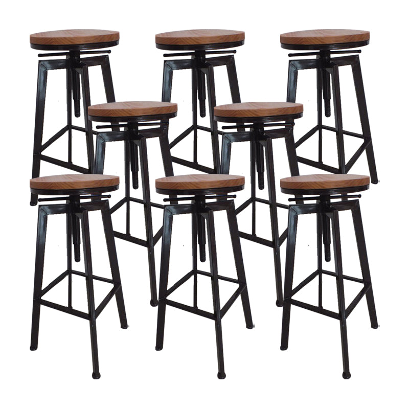 Modern Backless Barstool Wooden Counter Bar Stool with Metal Legs Matte Black 8 Piece Set Clearhalo 'Bar Furniture' 'Bar Stools' 'bar_stools' 'furn' 'furn_bar_stools' 'Furniture' 'Kitchen & Dining Furniture' 6856674