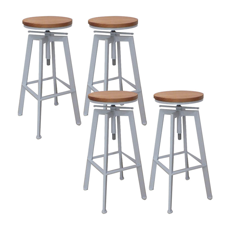 Modern Backless Barstool Wooden Counter Bar Stool with Metal Legs White 4 Piece Set Clearhalo 'Bar Furniture' 'Bar Stools' 'bar_stools' 'furn' 'furn_bar_stools' 'Furniture' 'Kitchen & Dining Furniture' 6856678