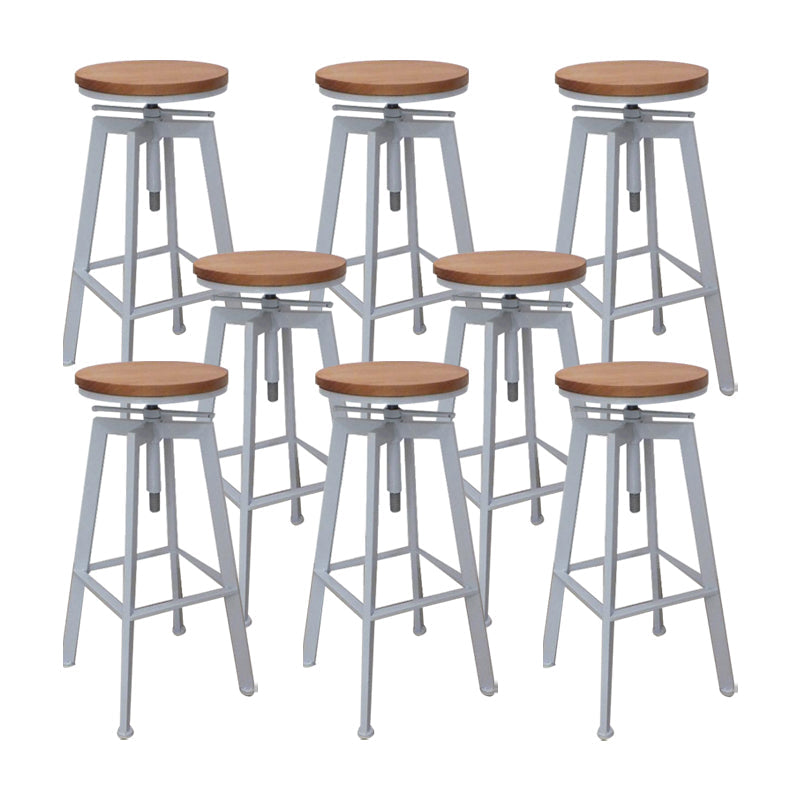 Modern Backless Barstool Wooden Counter Bar Stool with Metal Legs White 8 Piece Set Clearhalo 'Bar Furniture' 'Bar Stools' 'bar_stools' 'furn' 'furn_bar_stools' 'Furniture' 'Kitchen & Dining Furniture' 6856680