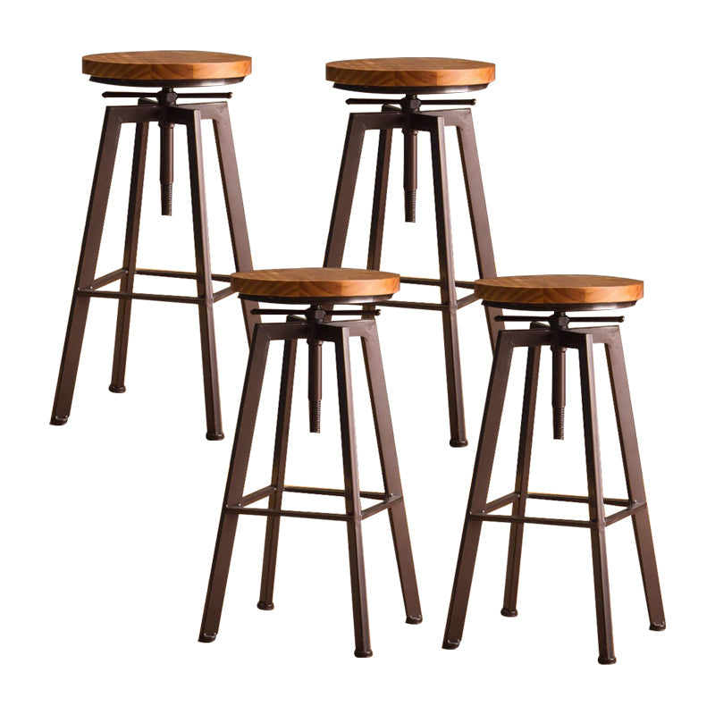 Modern Backless Barstool Wooden Counter Bar Stool with Metal Legs Brass 4 Piece Set Clearhalo 'Bar Furniture' 'Bar Stools' 'bar_stools' 'furn' 'furn_bar_stools' 'Furniture' 'Kitchen & Dining Furniture' 6856684