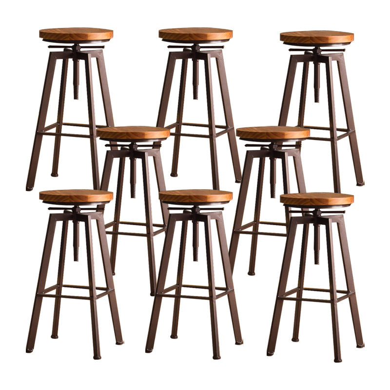 Modern Backless Barstool Wooden Counter Bar Stool with Metal Legs Brass 8 Piece Set Clearhalo 'Bar Furniture' 'Bar Stools' 'bar_stools' 'furn' 'furn_bar_stools' 'Furniture' 'Kitchen & Dining Furniture' 6856685
