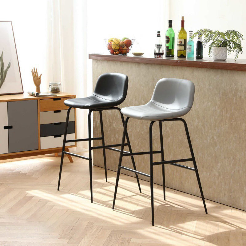 Modern Style Low Back Barstool Pu Leather Counter Bar Stool with Metal Legs for Home