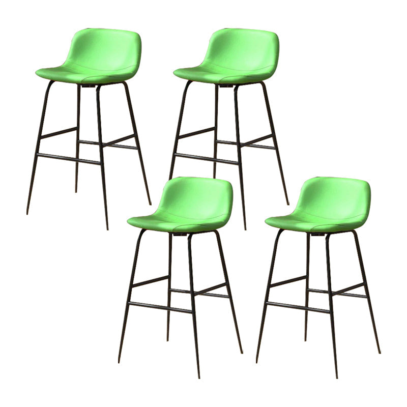 Modern Style Low Back Barstool Pu Leather Counter Bar Stool with Metal Legs for Home