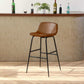 Modern Style Low Back Barstool Pu Leather Counter Bar Stool with Metal Legs for Home