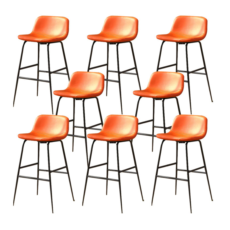 Modern Style Low Back Barstool Pu Leather Counter Bar Stool with Metal Legs for Home