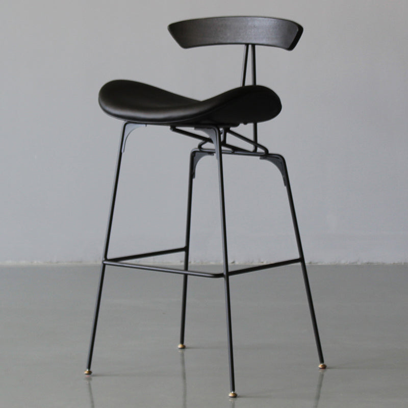 Modern Style Counter Stool Faux Leather Saddle Seat Bar Stool for Indoor Black 1 Piece Clearhalo 'Bar Furniture' 'Bar Stools' 'bar_stools' 'furn' 'furn_bar_stools' 'Furniture' 'Kitchen & Dining Furniture' 6856733