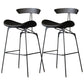 Modern Style Counter Stool Faux Leather Saddle Seat Bar Stool for Indoor Black 2 Piece Set Clearhalo 'Bar Furniture' 'Bar Stools' 'bar_stools' 'furn' 'furn_bar_stools' 'Furniture' 'Kitchen & Dining Furniture' 6856734