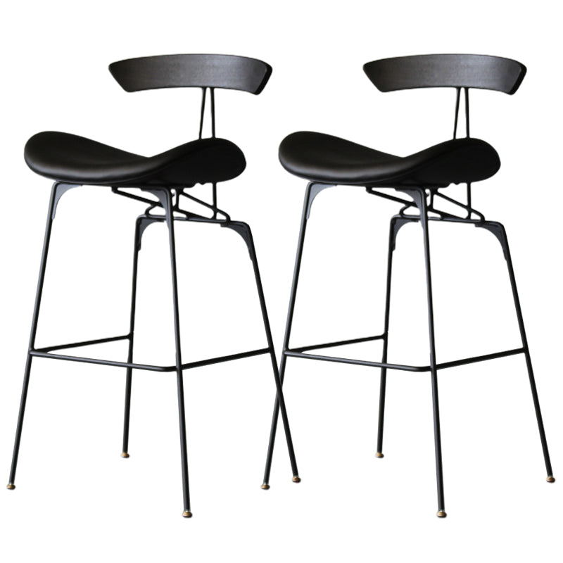 Modern Style Counter Stool Faux Leather Saddle Seat Bar Stool for Indoor Black 2 Piece Set Clearhalo 'Bar Furniture' 'Bar Stools' 'bar_stools' 'furn' 'furn_bar_stools' 'Furniture' 'Kitchen & Dining Furniture' 6856734