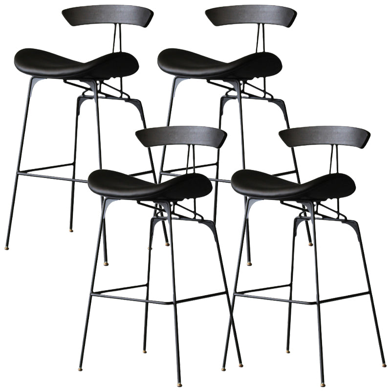 Modern Style Counter Stool Faux Leather Saddle Seat Bar Stool for Indoor Black 4 Piece Set Clearhalo 'Bar Furniture' 'Bar Stools' 'bar_stools' 'furn' 'furn_bar_stools' 'Furniture' 'Kitchen & Dining Furniture' 6856735