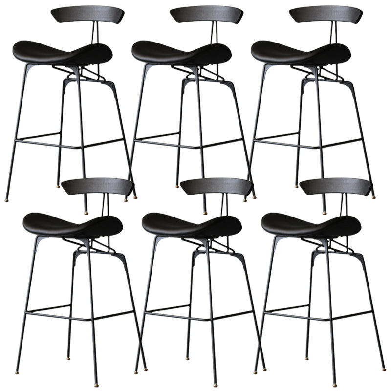 Modern Style Counter Stool Faux Leather Saddle Seat Bar Stool for Indoor Black 6 Piece Set Clearhalo 'Bar Furniture' 'Bar Stools' 'bar_stools' 'furn' 'furn_bar_stools' 'Furniture' 'Kitchen & Dining Furniture' 6856738