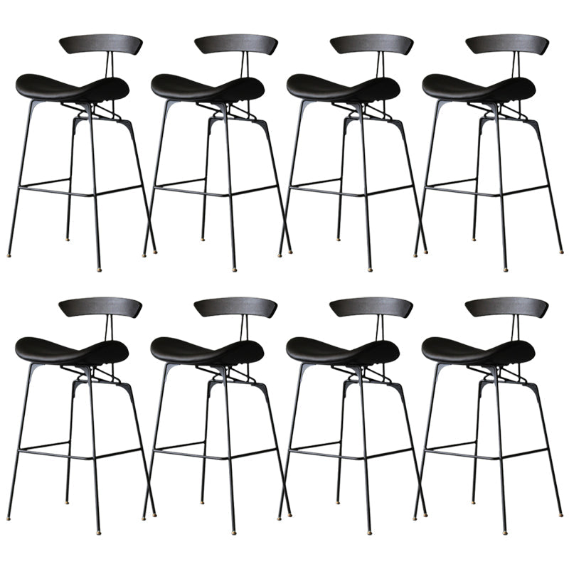 Modern Style Counter Stool Faux Leather Saddle Seat Bar Stool for Indoor Black 8 Piece Set Clearhalo 'Bar Furniture' 'Bar Stools' 'bar_stools' 'furn' 'furn_bar_stools' 'Furniture' 'Kitchen & Dining Furniture' 6856740