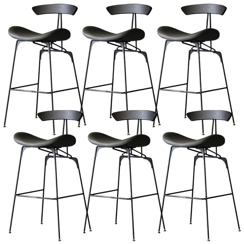 Modern Style Counter Stool Faux Leather Saddle Seat Bar Stool for Indoor Grey 6 Piece Set Clearhalo 'Bar Furniture' 'Bar Stools' 'bar_stools' 'furn' 'furn_bar_stools' 'Furniture' 'Kitchen & Dining Furniture' 6856745