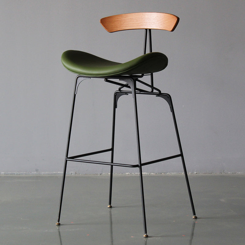 Modern Style Counter Stool Faux Leather Saddle Seat Bar Stool for Indoor Brown Green 1 Piece Clearhalo 'Bar Furniture' 'Bar Stools' 'bar_stools' 'furn' 'furn_bar_stools' 'Furniture' 'Kitchen & Dining Furniture' 6856749