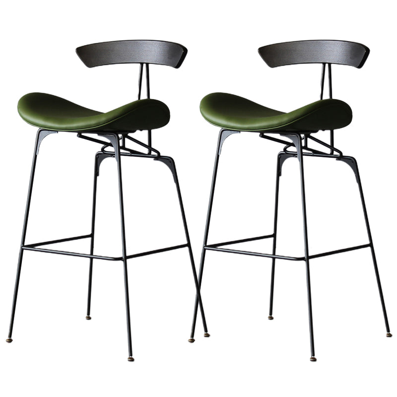 Modern Style Counter Stool Faux Leather Saddle Seat Bar Stool for Indoor Green 2 Piece Set Clearhalo 'Bar Furniture' 'Bar Stools' 'bar_stools' 'furn' 'furn_bar_stools' 'Furniture' 'Kitchen & Dining Furniture' 6856758