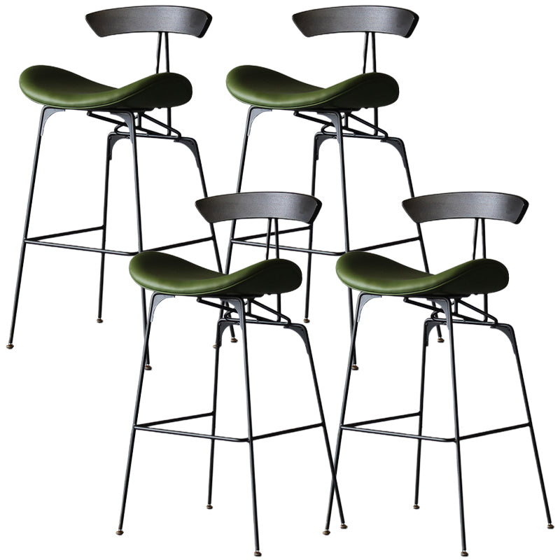 Modern Style Counter Stool Faux Leather Saddle Seat Bar Stool for Indoor Green 4 Piece Set Clearhalo 'Bar Furniture' 'Bar Stools' 'bar_stools' 'furn' 'furn_bar_stools' 'Furniture' 'Kitchen & Dining Furniture' 6856759