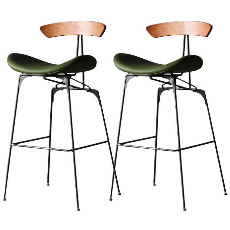 Modern Style Counter Stool Faux Leather Saddle Seat Bar Stool for Indoor Brown Green 2 Piece Set Clearhalo 'Bar Furniture' 'Bar Stools' 'bar_stools' 'furn' 'furn_bar_stools' 'Furniture' 'Kitchen & Dining Furniture' 6856762