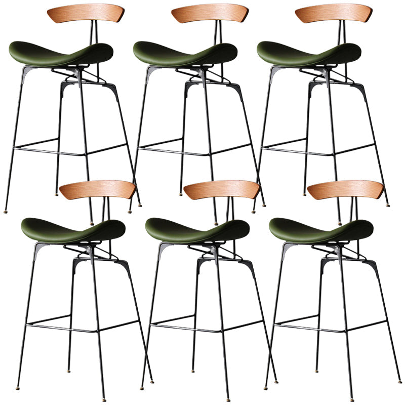 Modern Style Counter Stool Faux Leather Saddle Seat Bar Stool for Indoor Brown Green 6 Piece Set Clearhalo 'Bar Furniture' 'Bar Stools' 'bar_stools' 'furn' 'furn_bar_stools' 'Furniture' 'Kitchen & Dining Furniture' 6856764