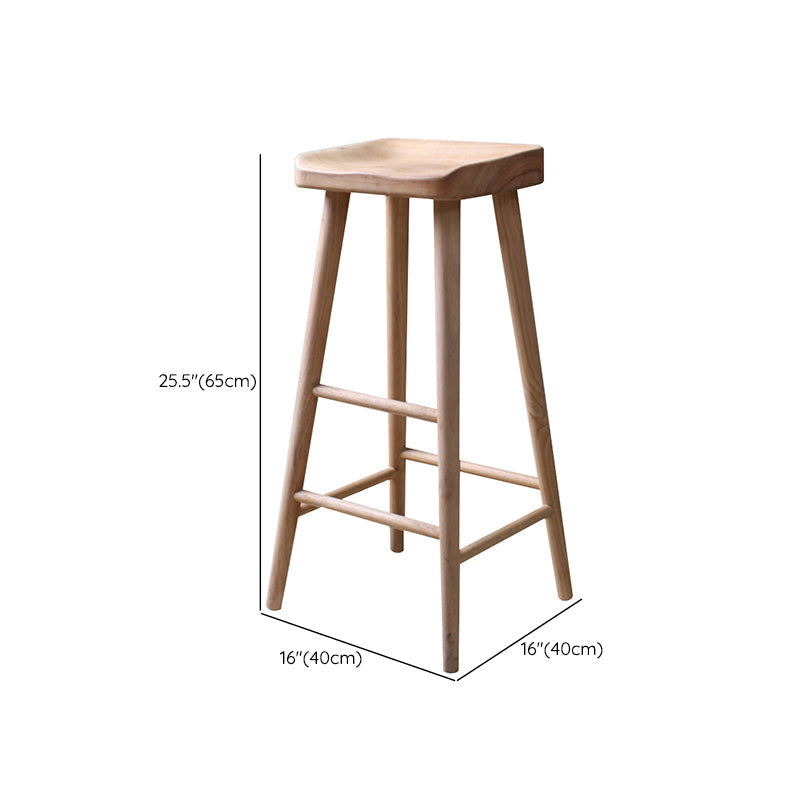 Modern Solid Wood Counter Stool Backless Bar Stool with Footrest