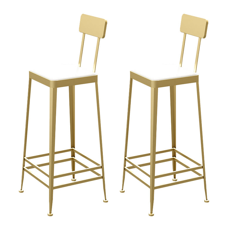 Glam Backrest Armless Counter Stool Iron Bar Stool with Cushion and Pedal for Cafe Gold 2 Piece Set Bar Stool(30"H) Clearhalo 'Bar Furniture' 'Bar Stools' 'bar_stools' 'furn' 'furn_bar_stools' 'Furniture' 'Kitchen & Dining Furniture' 6856868